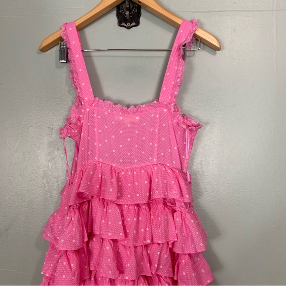 Loveshackfancy Idra Dress Ruffle Maxi Polka Dot Pink Sleeveless - Picture 7 of 8